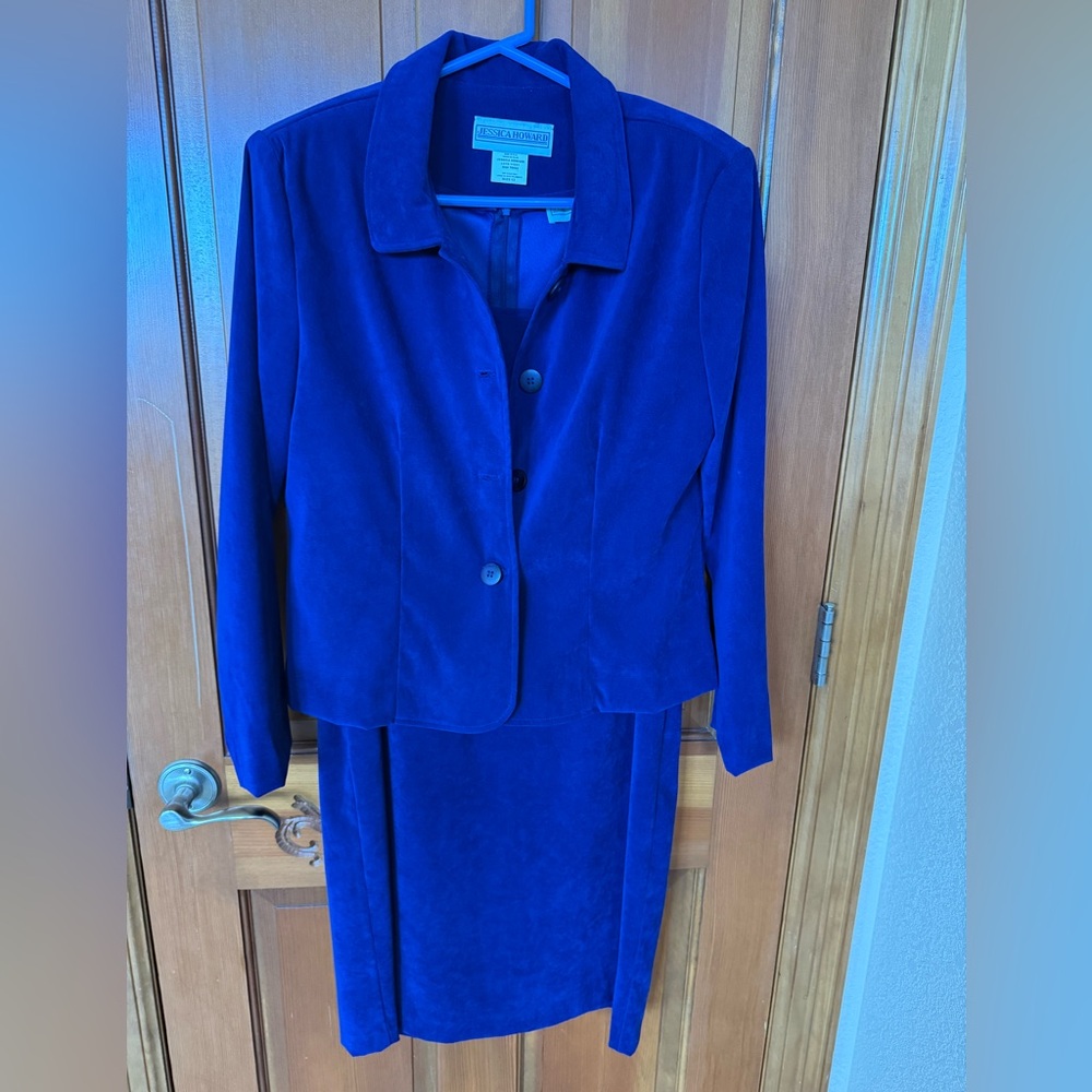 Jessica Howard Deep Blue Women's Blazer and Sleeveless dress.